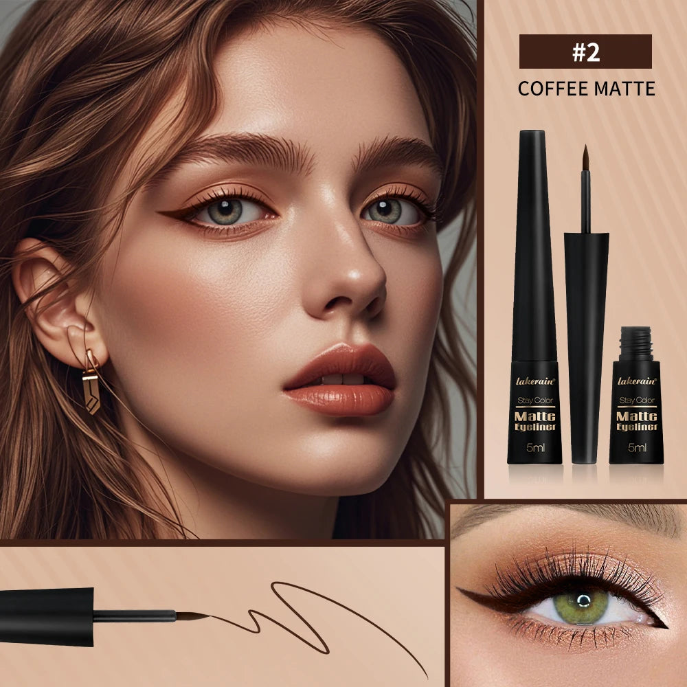 3Colors Matte Waterproof Liquid Eyeliner Pencil Sweatproof Quick Dry Easy To Wear High Pigment Brown Liquid Eyeliner Eye Makeup Peaceful Pleasures Health and Wellness