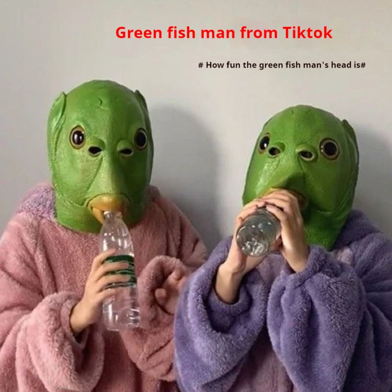 Green Fish Head Full Face Mask – Funny Halloween Costume
