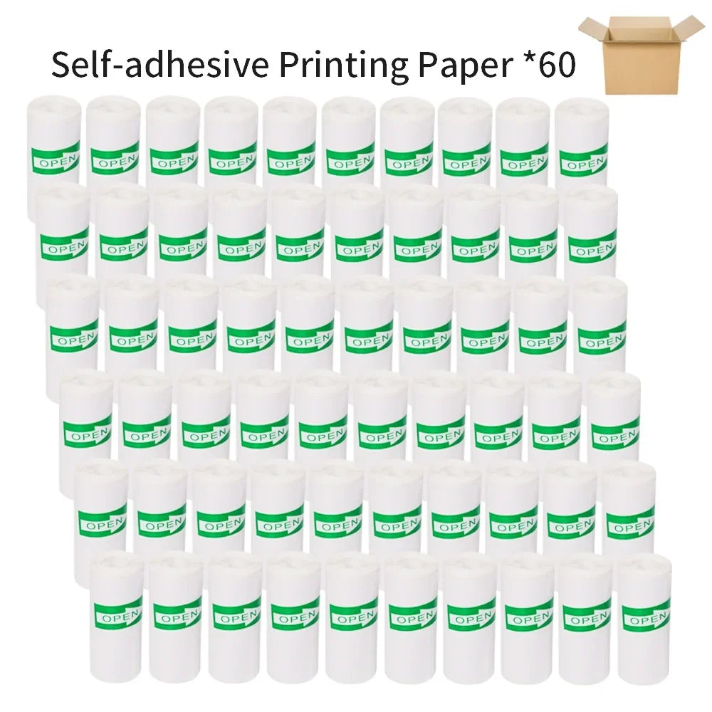 60 Rolls 57mm Thermal Self-Adhesive Label Paper for Mini Printer