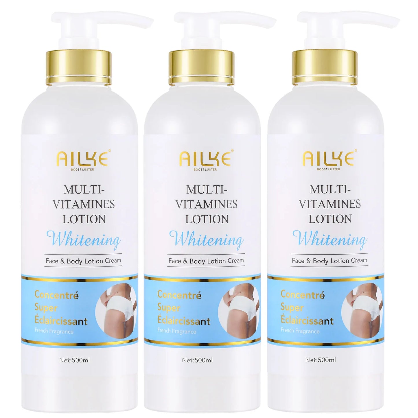 AILKE Multi-Vitamin Brightening Body Lotion 500ml | Vitamins A B3 B5 E