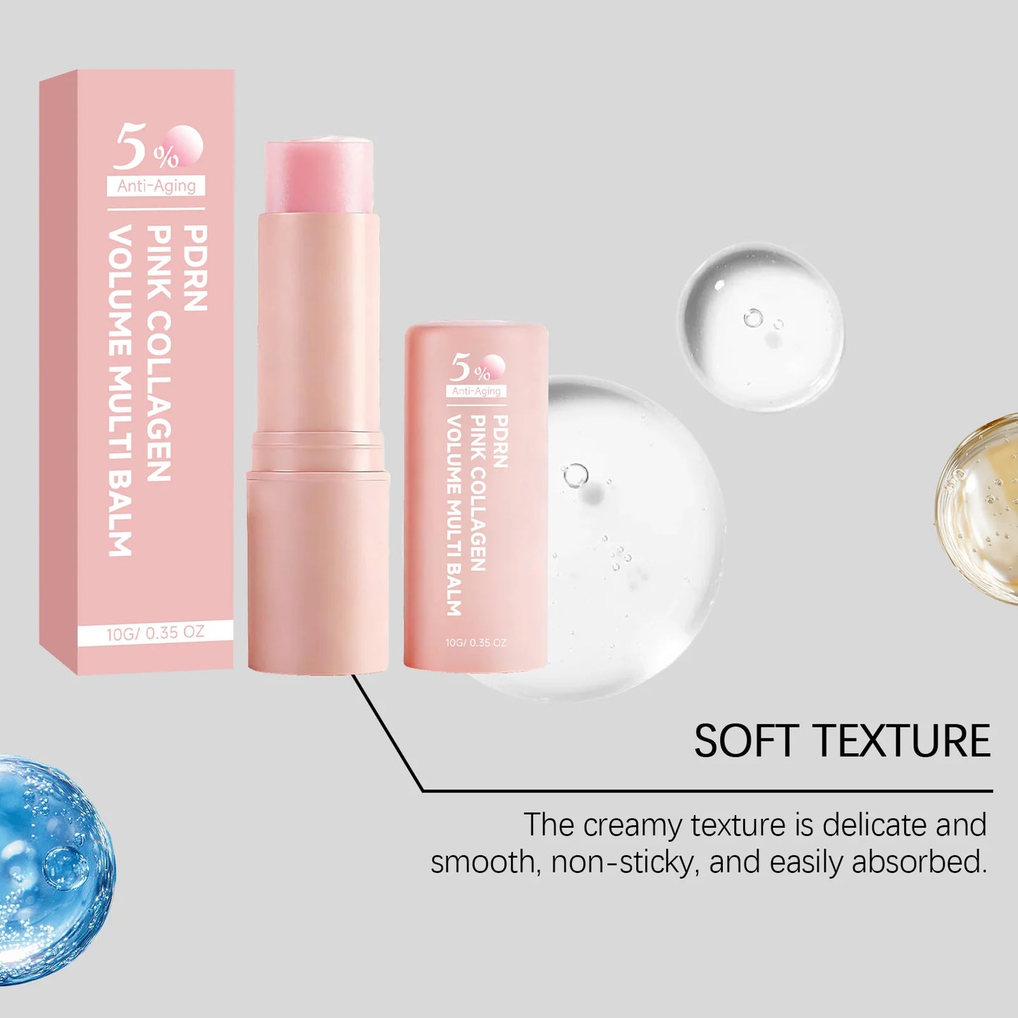 PDRN Pink Collagen Multi Volume Balm Stick Anti Wrinkles Firming Improve Fine Lines Even Tone Revitalize Skin Care Cream Stick Peaceful Pleasures Health and Wellness