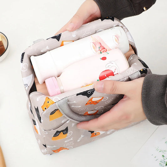 1PC Portable Lunch Bags Thermal Insulation Lunch Box Storage Bag Children's School Lunch Box Bag Picnic Storage Large Capacity Peaceful Pleasures Health and Wellness