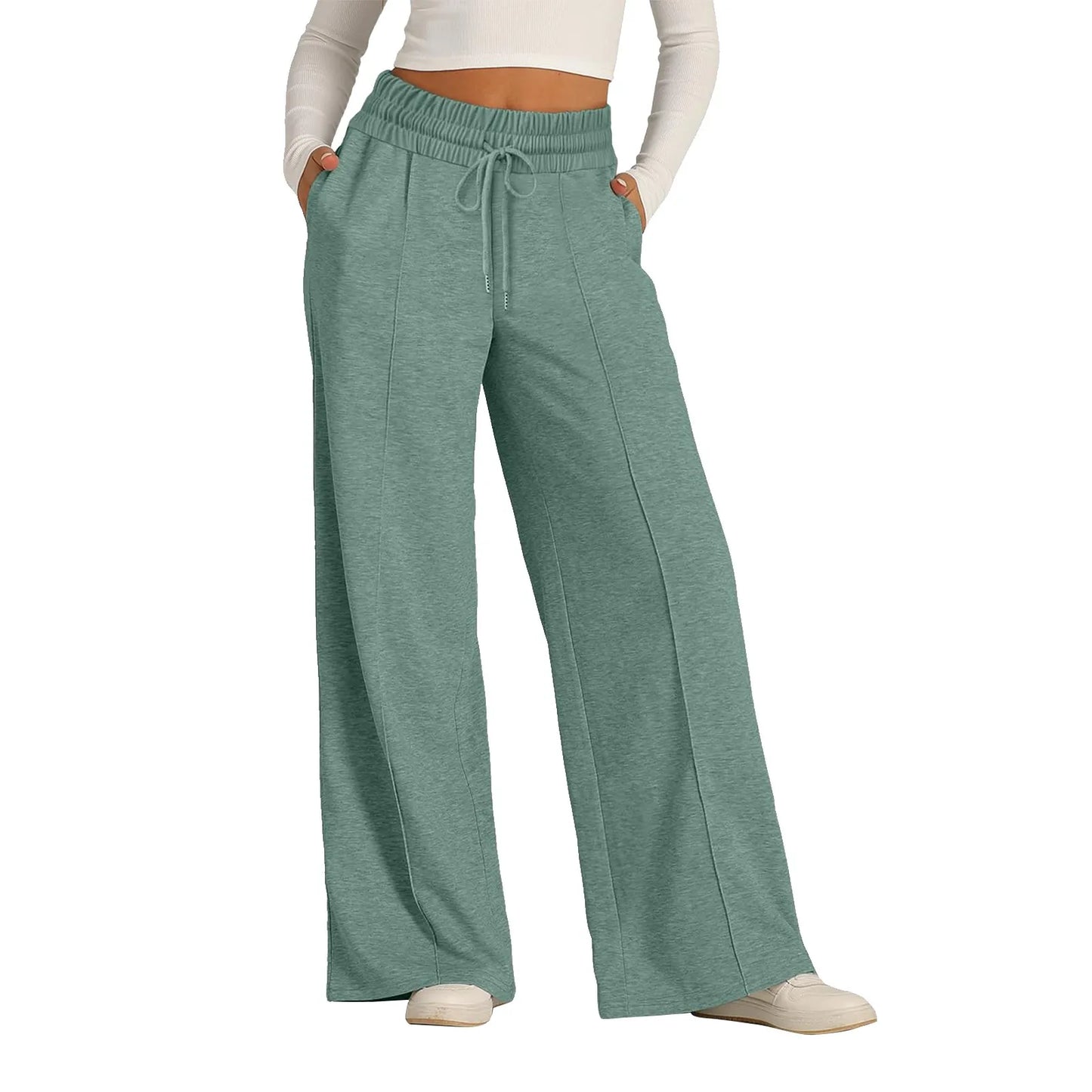 Women's Fleece Lined Wide Leg Sweatpants – High Waist Joggers