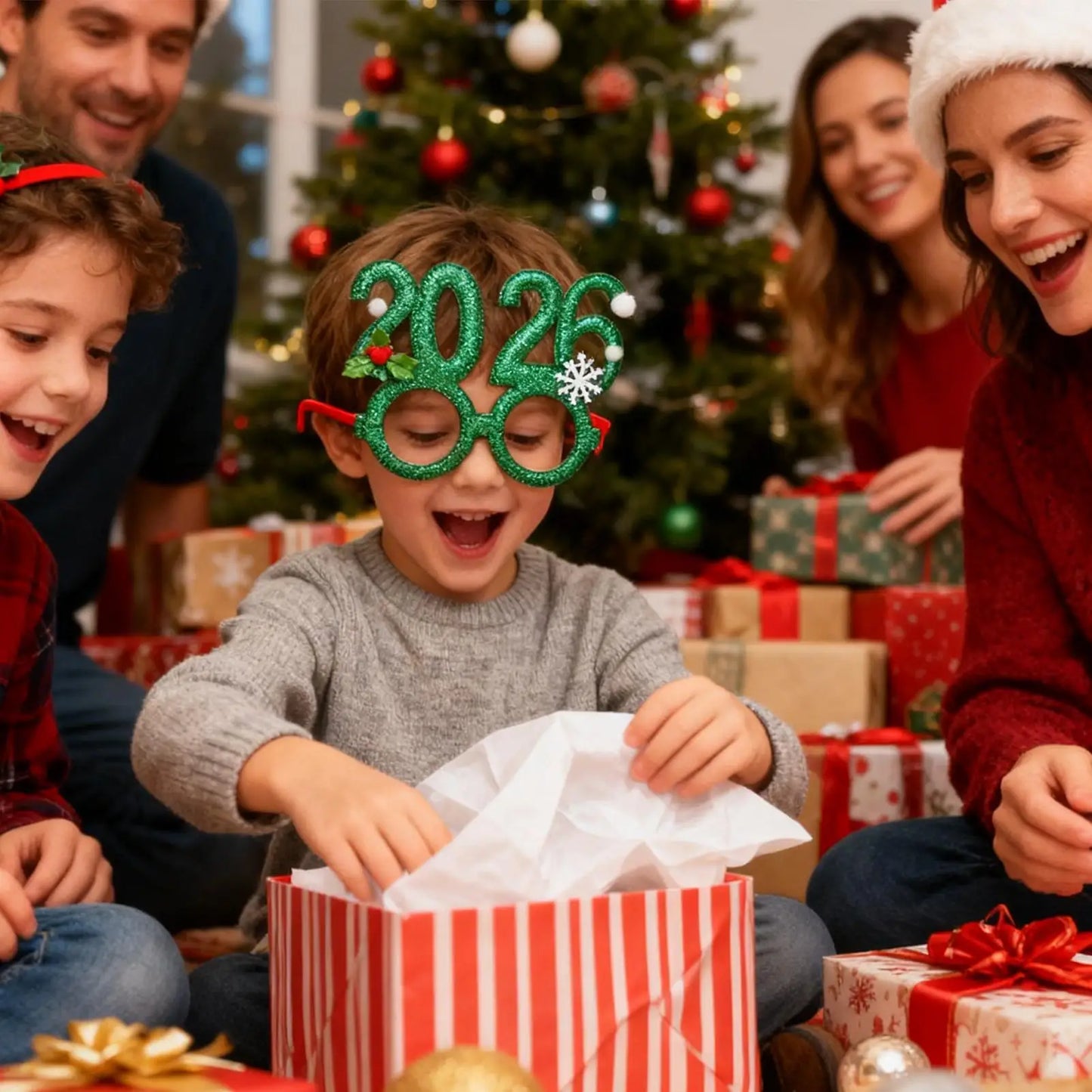 Funny 2026 Christmas Glasses | Holiday Party Photo Booth Eyewear