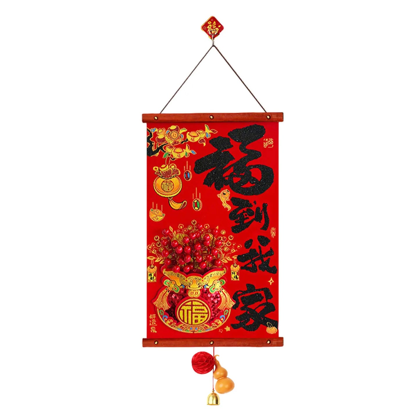 Chinese New Year Fu Characters Couplets For Front Door Decoration Authentic Chinese New Year Charm. Festive Entryway Decor Peaceful Pleasures Health and Wellness A2