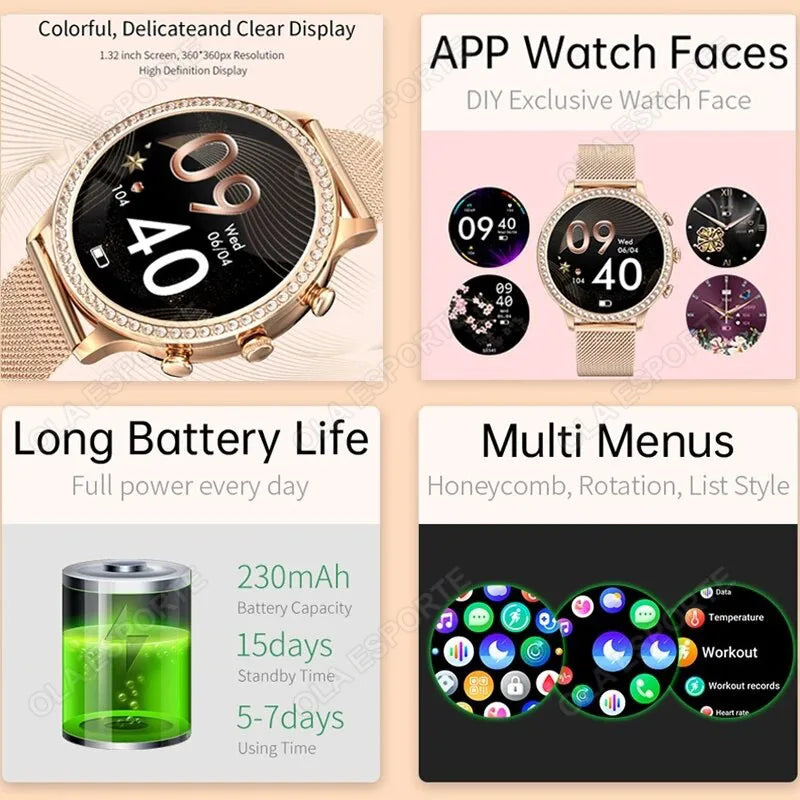 Ola Esporte Women's Smart Watch | Bluetooth Calls & Fitness Tracker