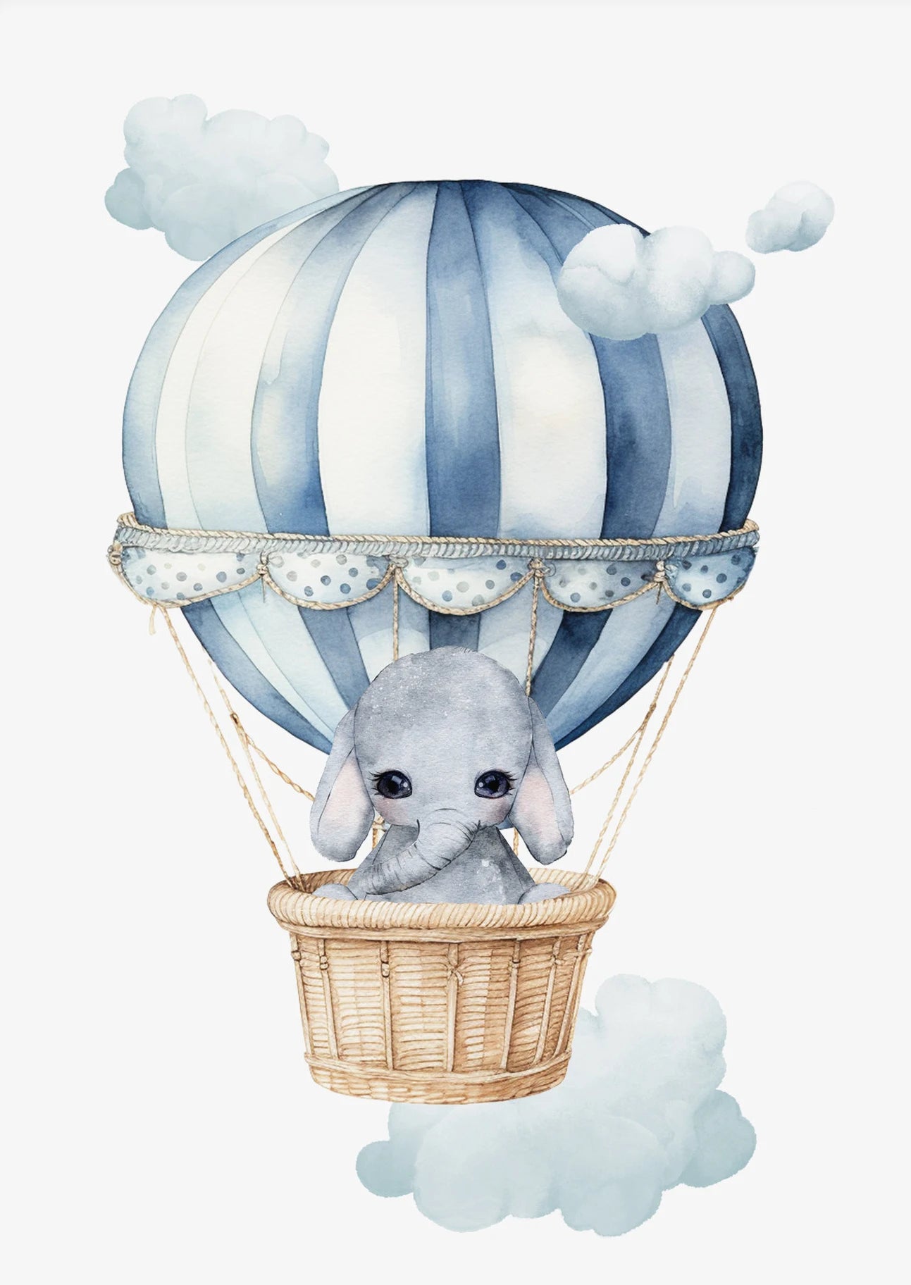 Kids Nursery Watercolor Canvas Wall Art | Monkey Lion Balloon Print