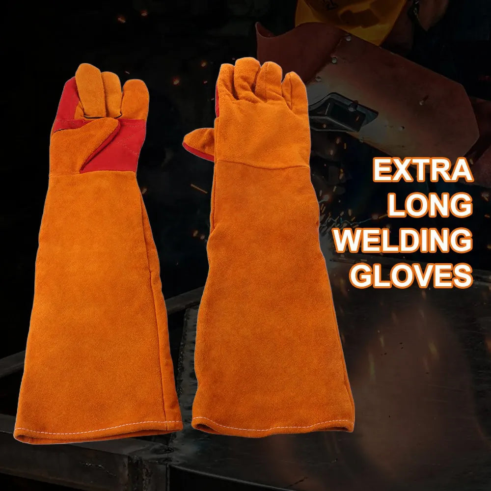 Comfortable Work Safety Gloves Lengthen 60cm Full Finger Leather Working Gloves Fireproof Flexible Long Sleeves Barbecue Gloves Peaceful Pleasures Health and Wellness