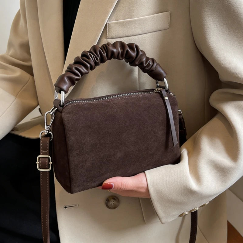 New Maillard Style Suede Small Square Bag Autumn Winter Fashion Versatile Large Capacity Commuter Shoulder Crossbody Pillow Bag Peaceful Pleasures Health and Wellness