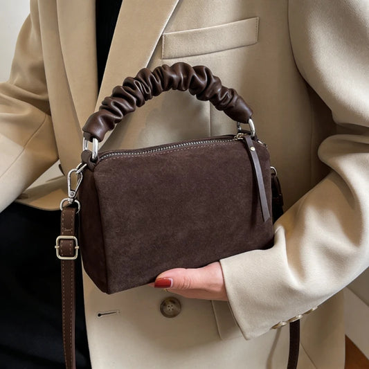 New Maillard Style Suede Small Square Bag Autumn Winter Fashion Versatile Large Capacity Commuter Shoulder Crossbody Pillow Bag Peaceful Pleasures Health and Wellness