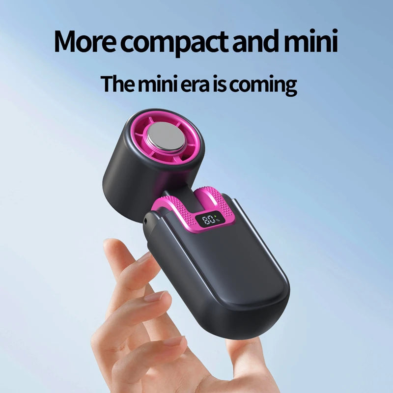 Mini Ice Cooling Portable Fan Turbo High Speed Handheld Fan Long Battery Life USB Rechargeable Foldable For Outdoor Travel Peaceful Pleasures Health and Wellness
