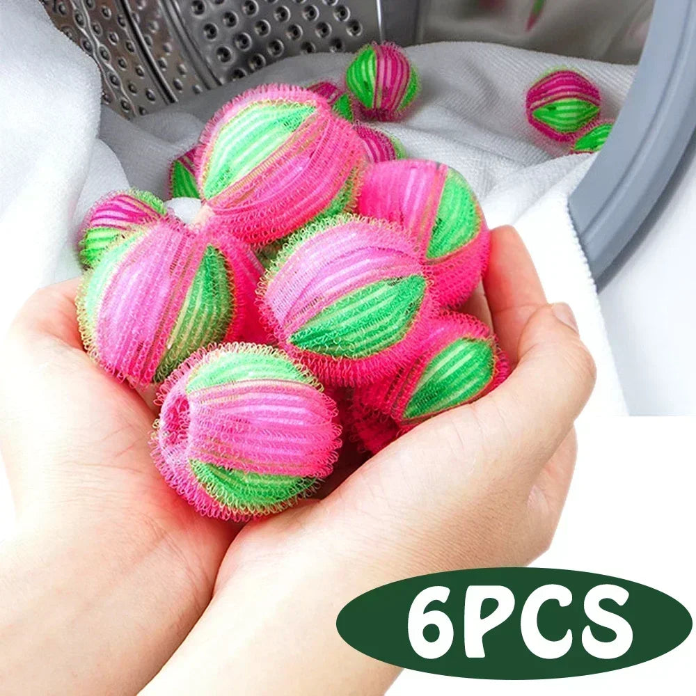 6-Pack Nylon Laundry Balls – Pet Hair & Lint Remover