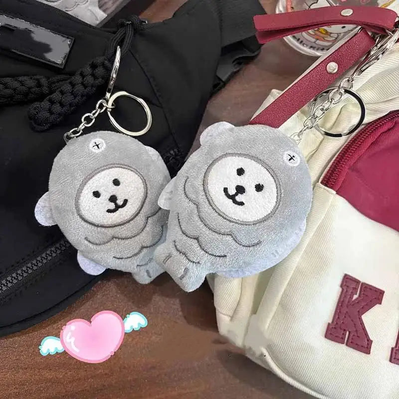 Cute Plush Fish Bear Keychain – Cartoon Doll Bag Charm Gift