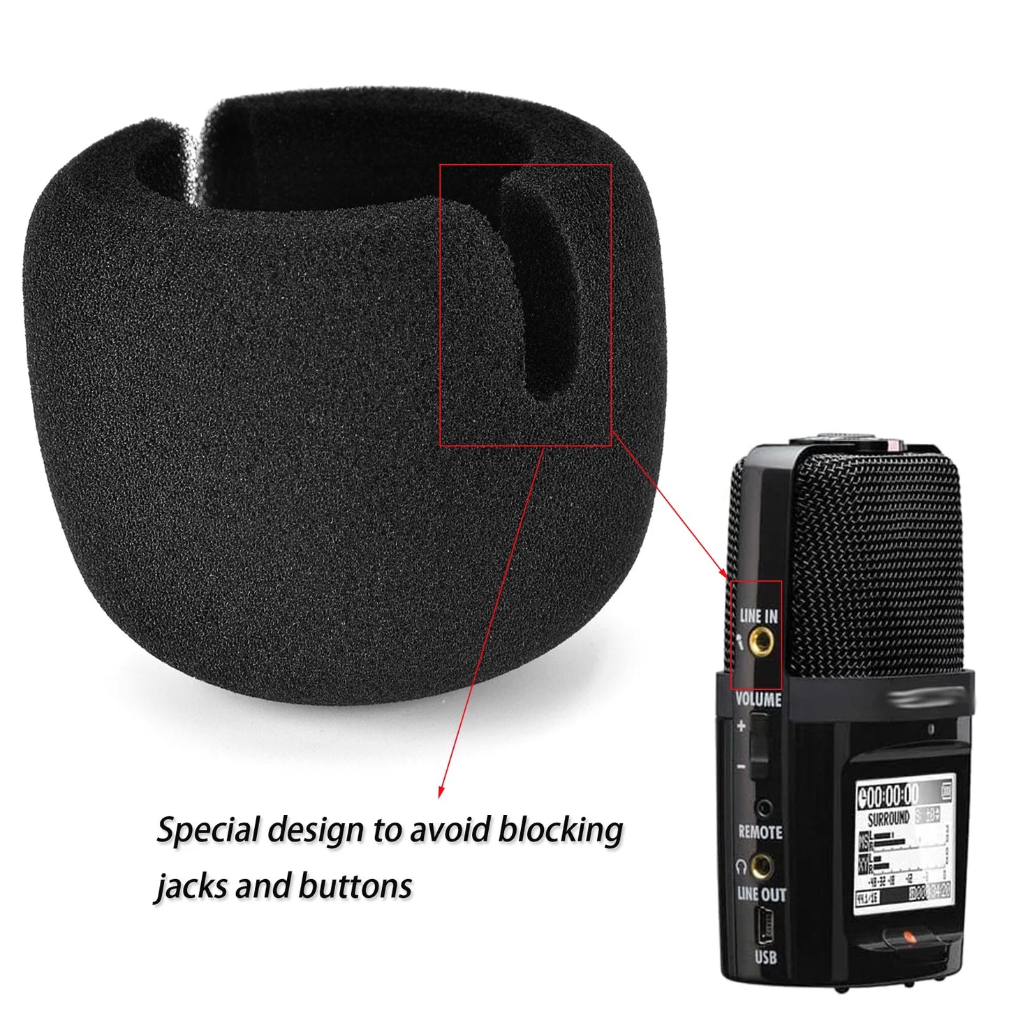 For ZOOM H2N Microphone Windshield Sponge Cover Black Mic Dust Cover Micro-Phone Accessory Peaceful Pleasures Health and Wellness Default Title