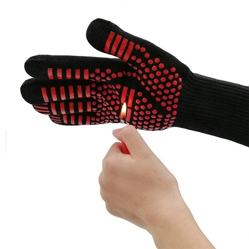 Heat Resistant BBQ Gloves Up to 932℉ Fireproof Oven Mitts with Anti Slip Grip for Grilling Baking Cooking Kitchen Safety Peaceful Pleasures Health and Wellness