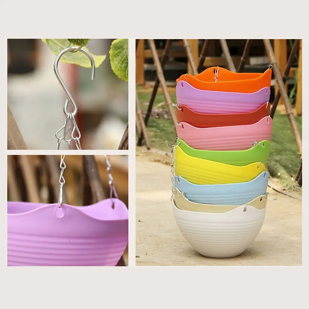 Durable Self-absorbing Hanging Basket Plastic Colorful Flower Pot Hanging Flower Pot Home Decor Peaceful Pleasures Health and Wellness