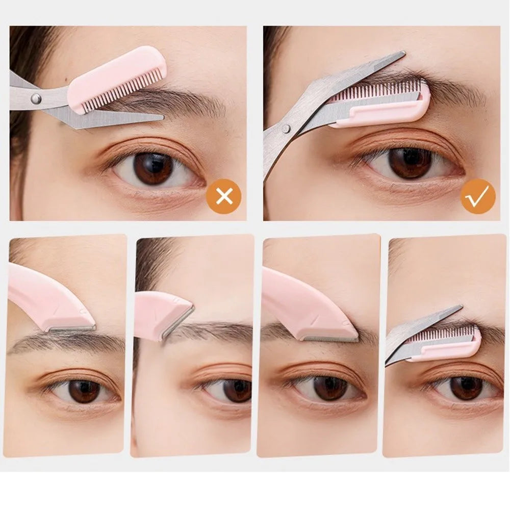 Professional Eyebrow Trimming Kit – Scissors & Razor Blades