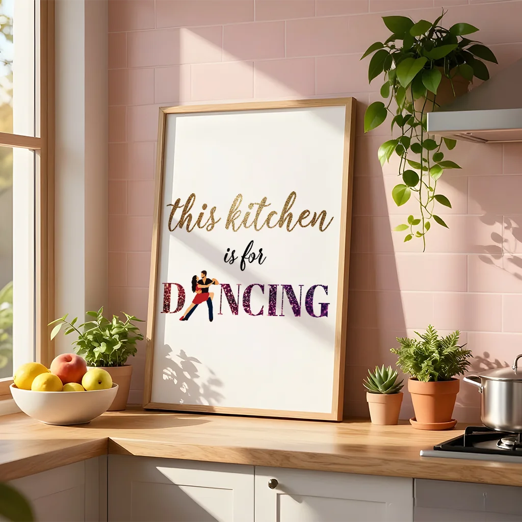 Kitchen Inspirational Quotes Wall Art, Modern Animal Canvas Painting, Minimalist plant Poster Print for Dining Room Decor Peaceful Pleasures Health and Wellness