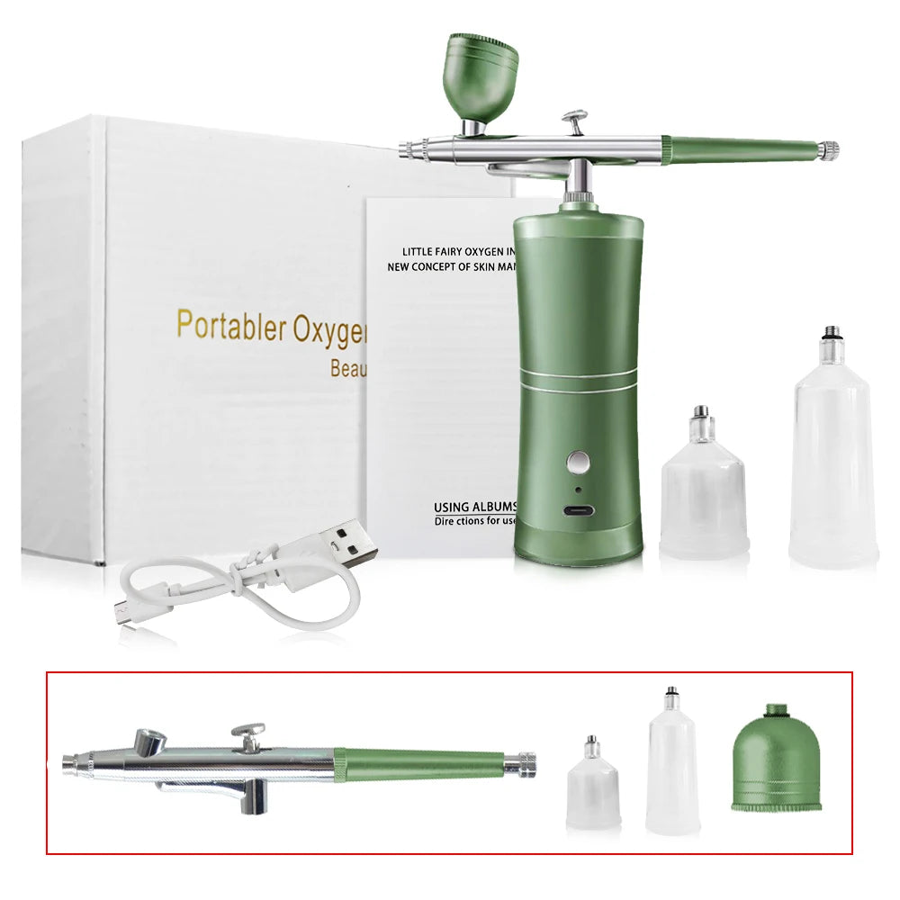 Airbrush Nail With Compressor Portable Air brush Nails Compressor For Nail Art Paint Painting Crafts Airbrush Compressor Kit Peaceful Pleasures Health and Wellness Green Kit