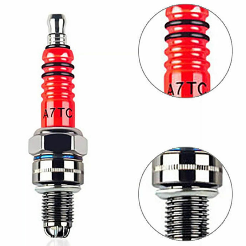 Racing 3 Electrode 10mm Spark Plug A7TC Fits For GY6 50CC 110CC 125CC 150CC ATV Scooter Dirt Bike Go Kart Motorcycle Accessories Peaceful Pleasures Health and Wellness