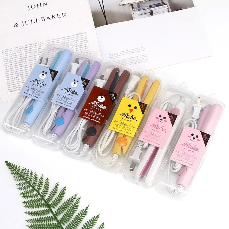 Hair Straightener Flat Iron 2 in 1 Mini Bangs Hair Straightener Beauty Flat Iron Heating Curler Ceramic Tourmaline Plate Peaceful Pleasures Health and Wellness