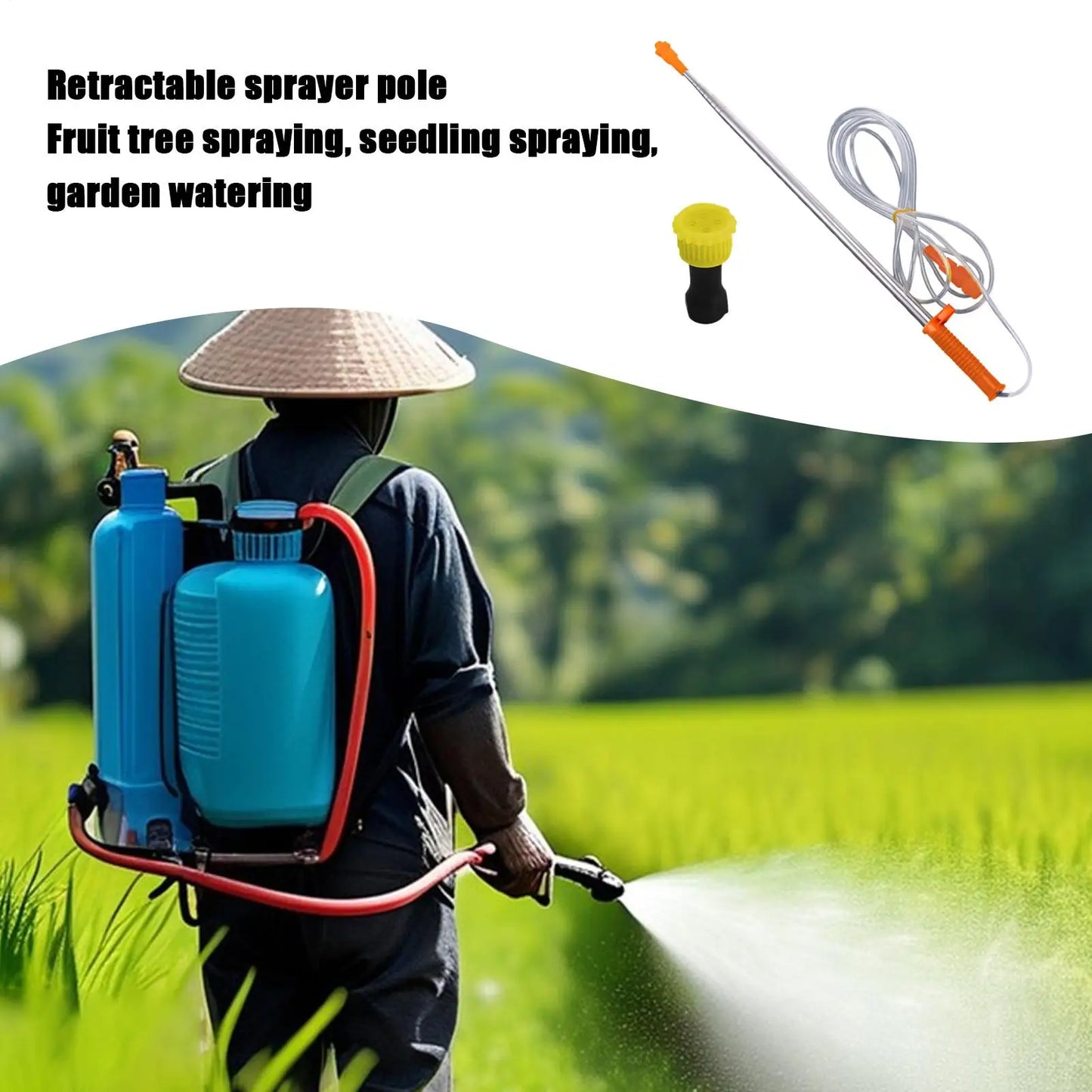 2.6m Telescopic Stainless Steel Sprayer Wand | Garden & Farm