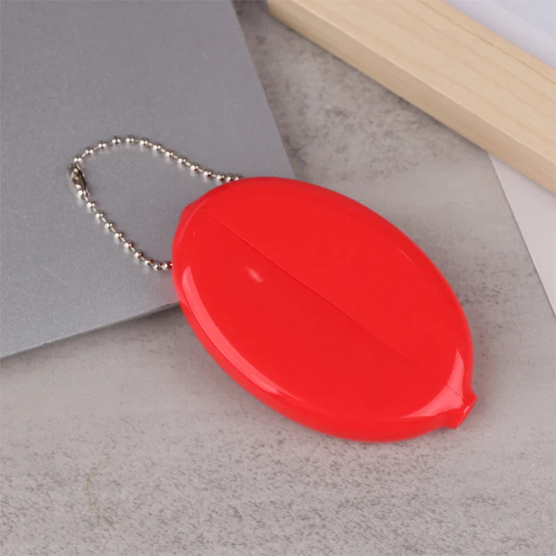 Oval PVC Coin Purse with Chain – Mini Jewelry & Coins Bag