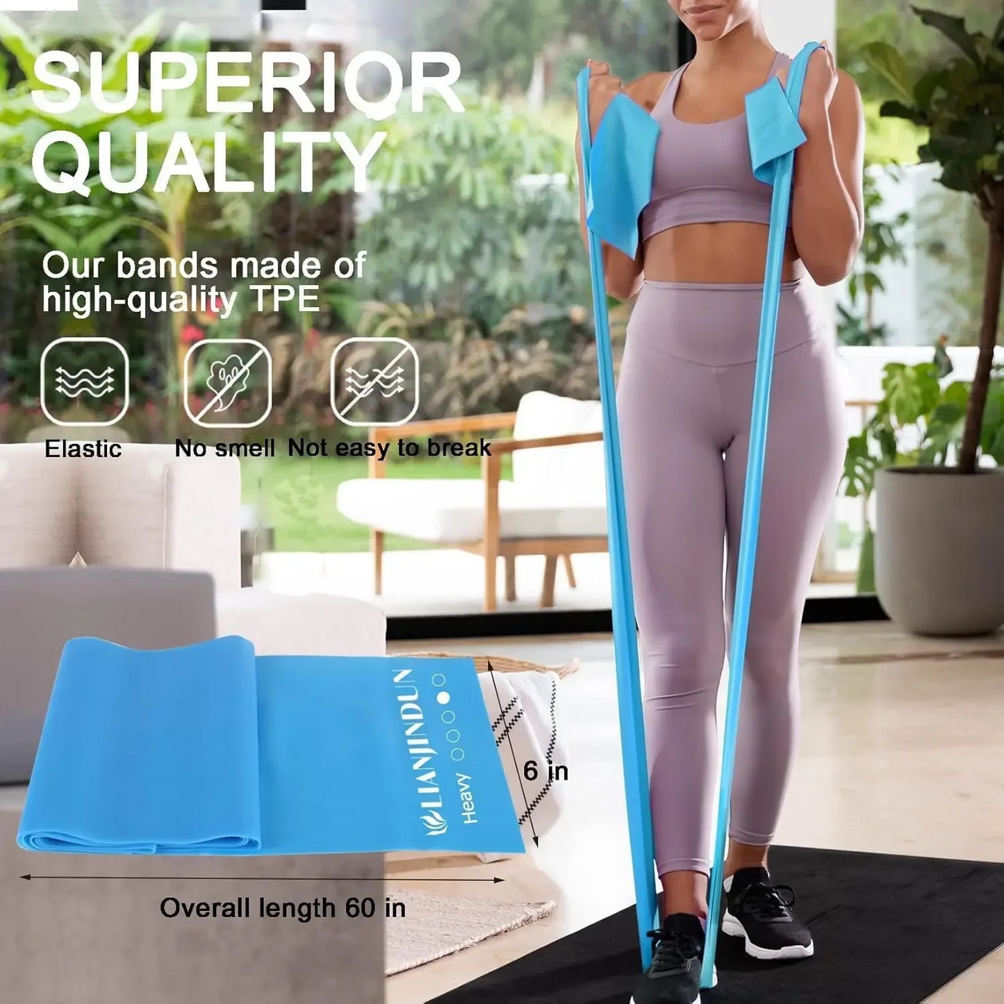 5 Pcs Latex-Free Resistance Bands Set for Pilates, Yoga, Workout - Unisex TPE Material Peaceful Pleasures Health and Wellness