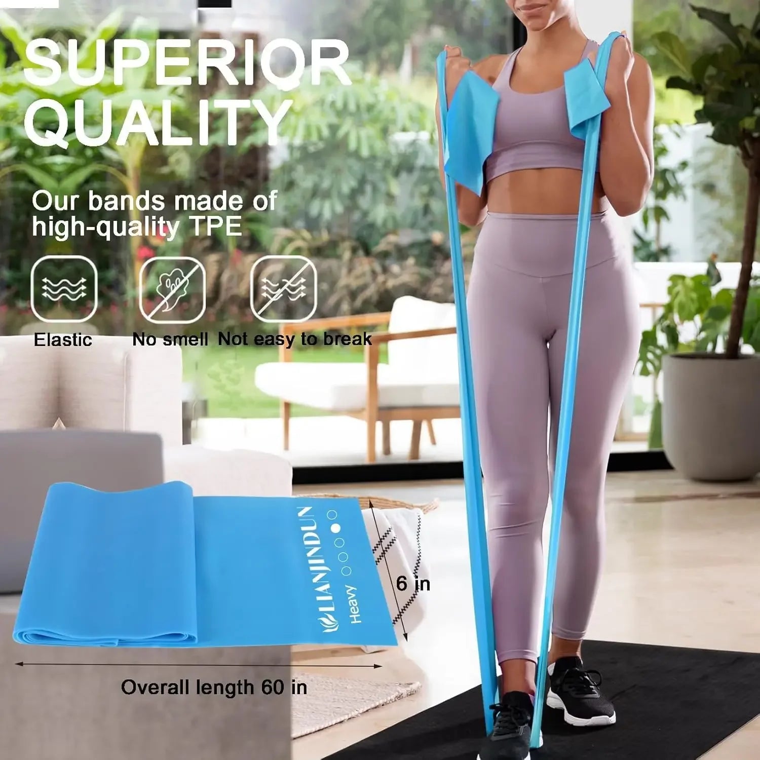 5 Pcs Latex-Free Resistance Bands Set for Pilates, Yoga, Workout - Unisex TPE Material Peaceful Pleasures Health and Wellness