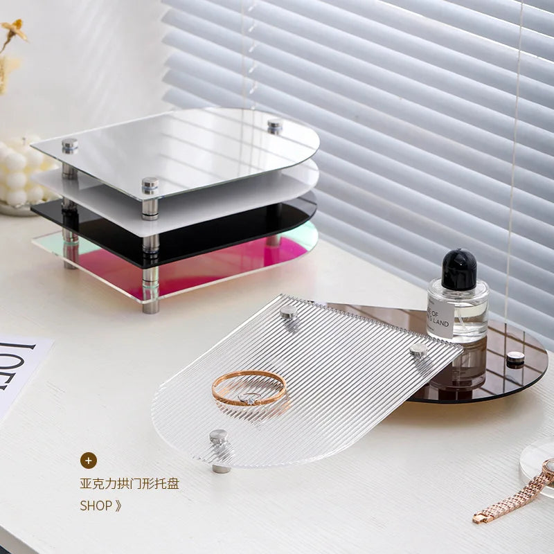 Acrylic Decorative Tray Organizer | Desk, Vanity & Shelf Display