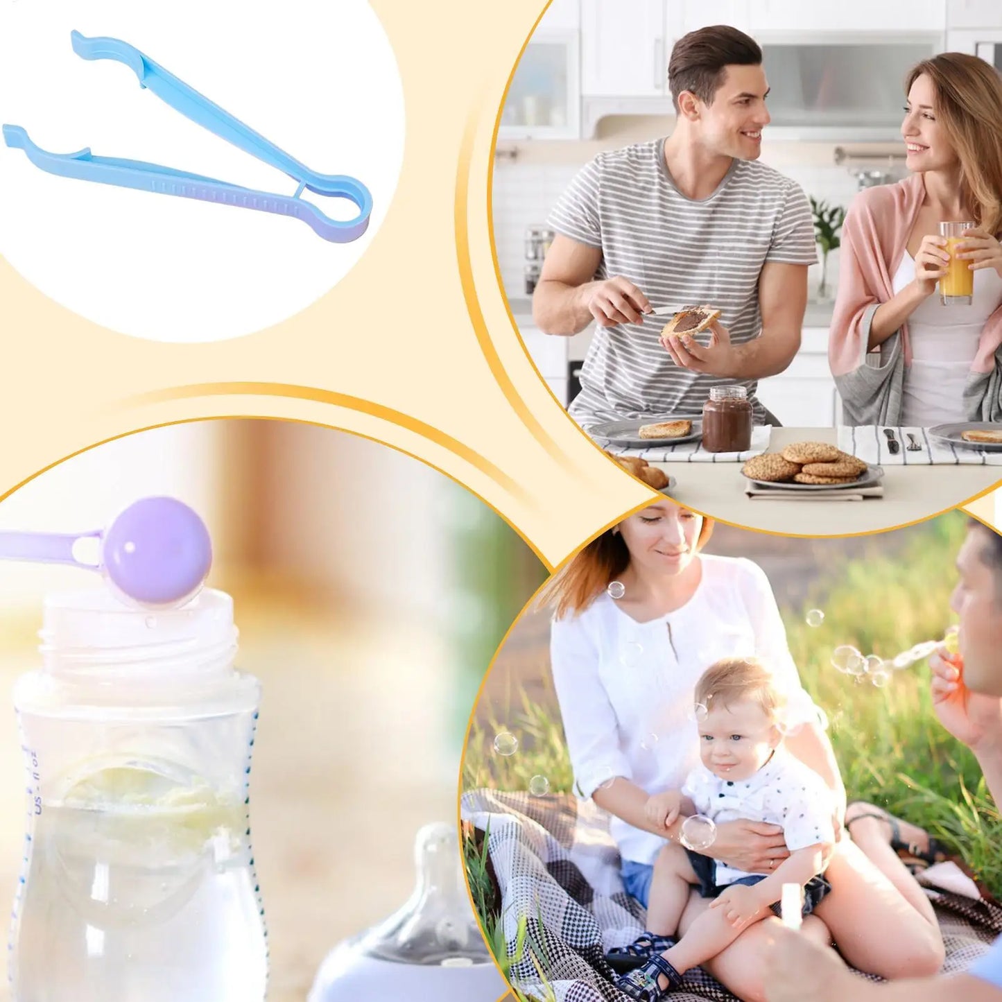 Baby Bottle Tongs With Silicone Tips Heat-Resistant & Non-Slip Bottle Holder Anti-Scalding Milk Bottle Clamp For Microwave Peaceful Pleasures Health and Wellness