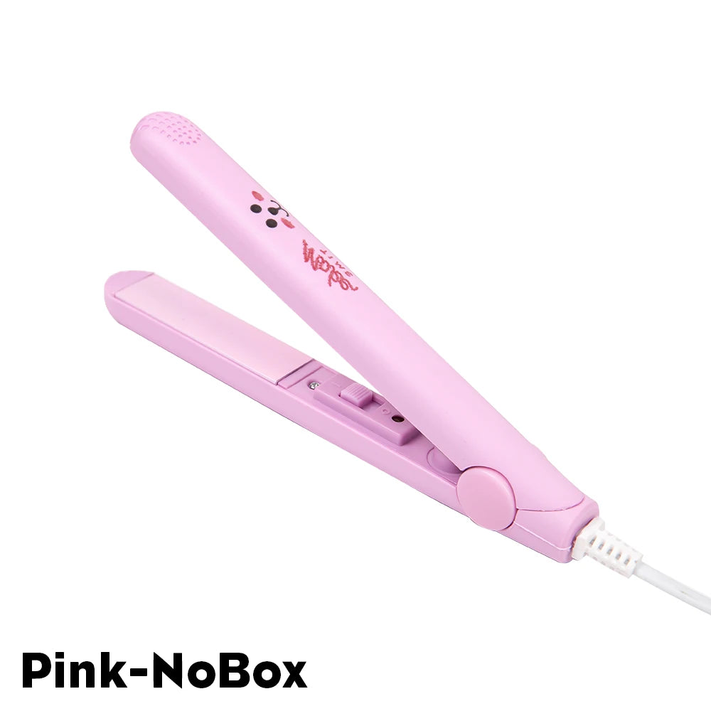 Mini Hair Iron Straightener & Curler Fast Heating Straightener Flat Iron Ceramic Straight Hair Iron Stlying Tools For Women Girl Peaceful Pleasures Health and Wellness Pink-NoBox EU