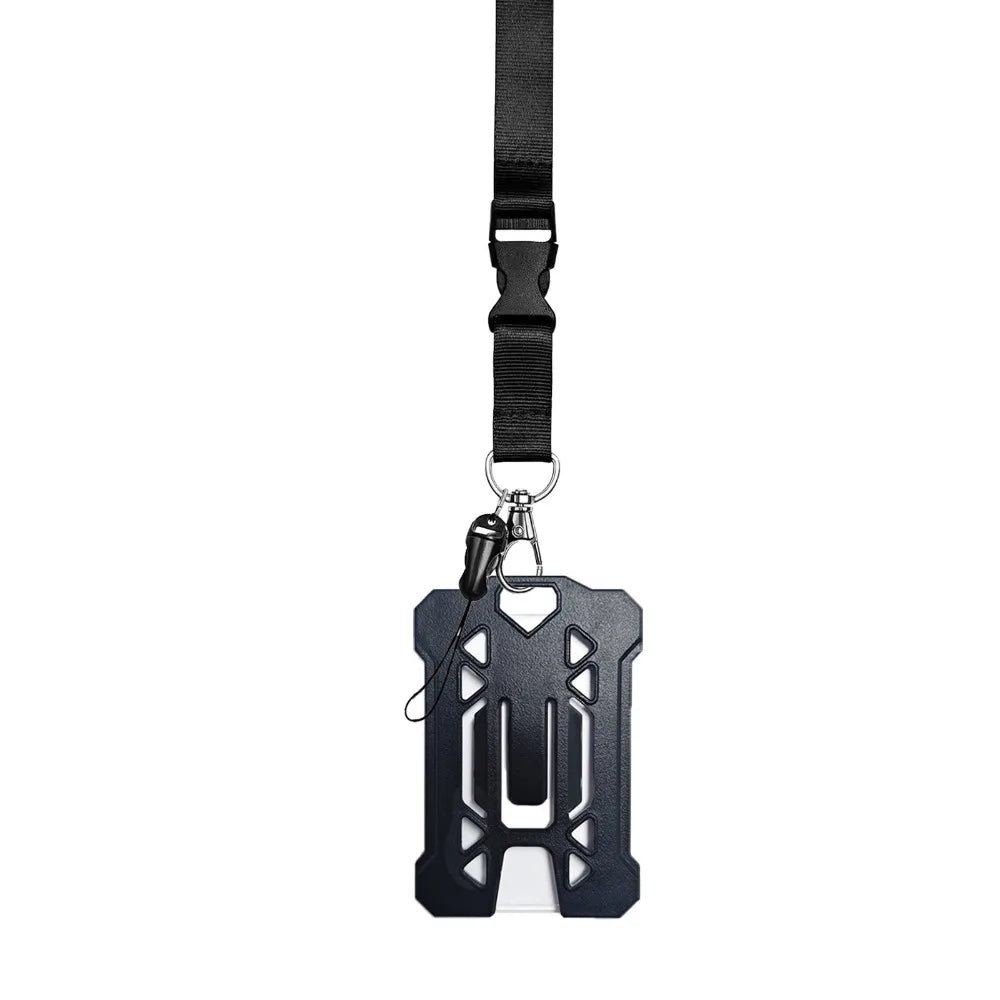 New Heavy Duty Badge Holder Adjustable Lanyard Retractable ID Card Holder Belt Clip Black Color Badge Keychain Carabiner Peaceful Pleasures Health and Wellness Style H