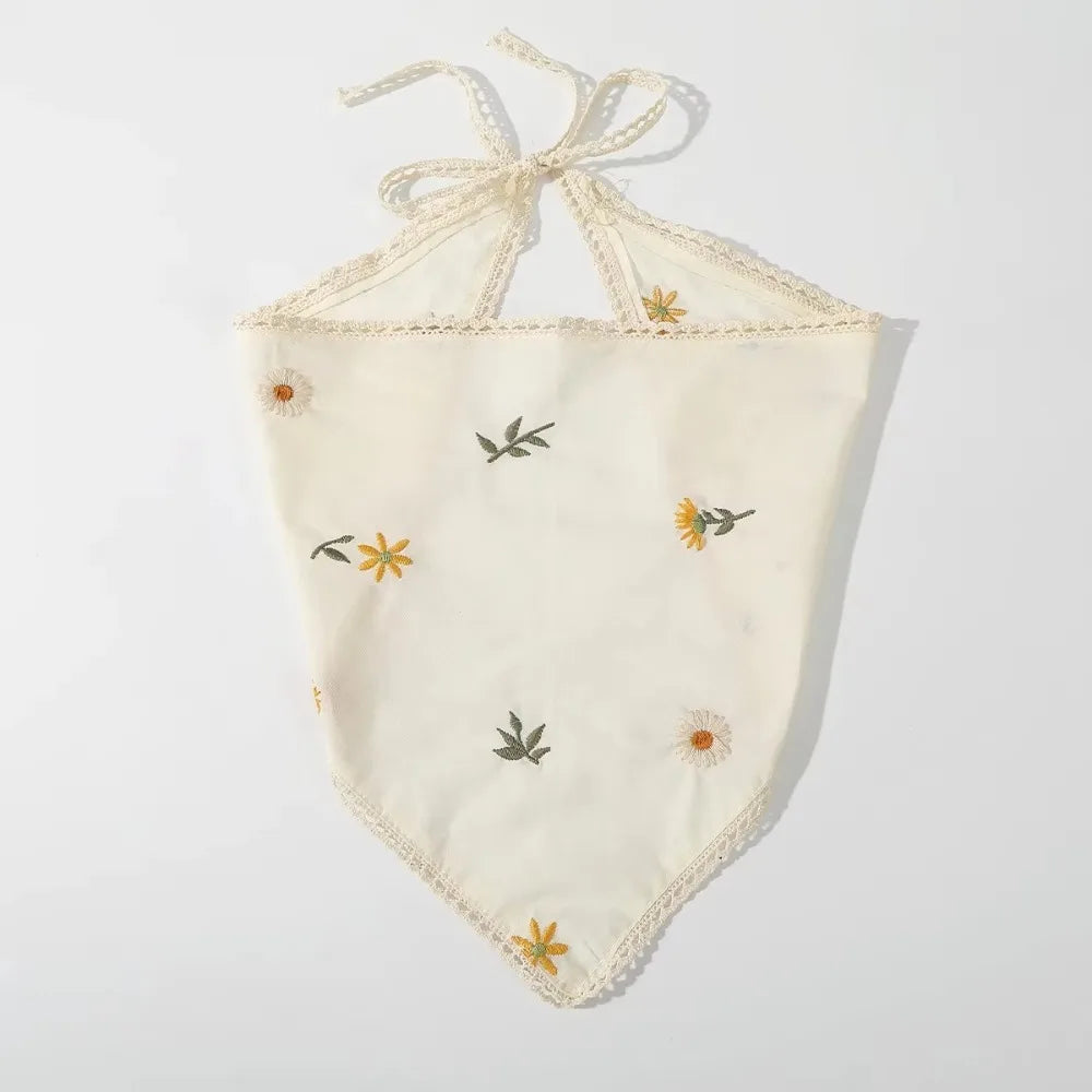 French Floral Triangle Scarf – Turban Bandana Hair Band Women