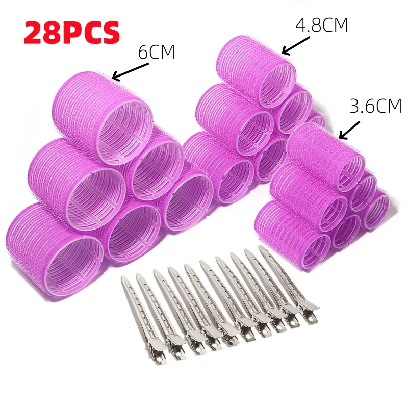 28-Piece Heatless Hair Roller Set | 3 Sizes Self-Grip Curlers