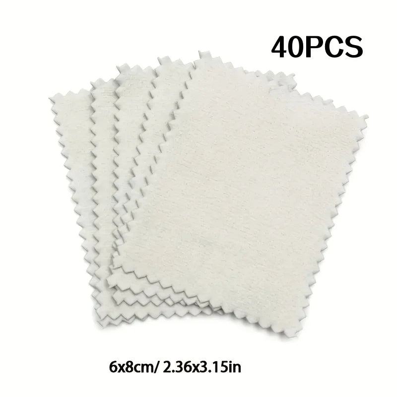 40 Pieces (4 Packs) of Silver Polishing Cloth for Jewelry, Silver Cleaning Cloth, Suitable for Cleaning Rings, Necklaces, Bracelets, and Beads, Anti-Oxidation Polishing Cloth Peaceful Pleasures Health and Wellness 40Pcs