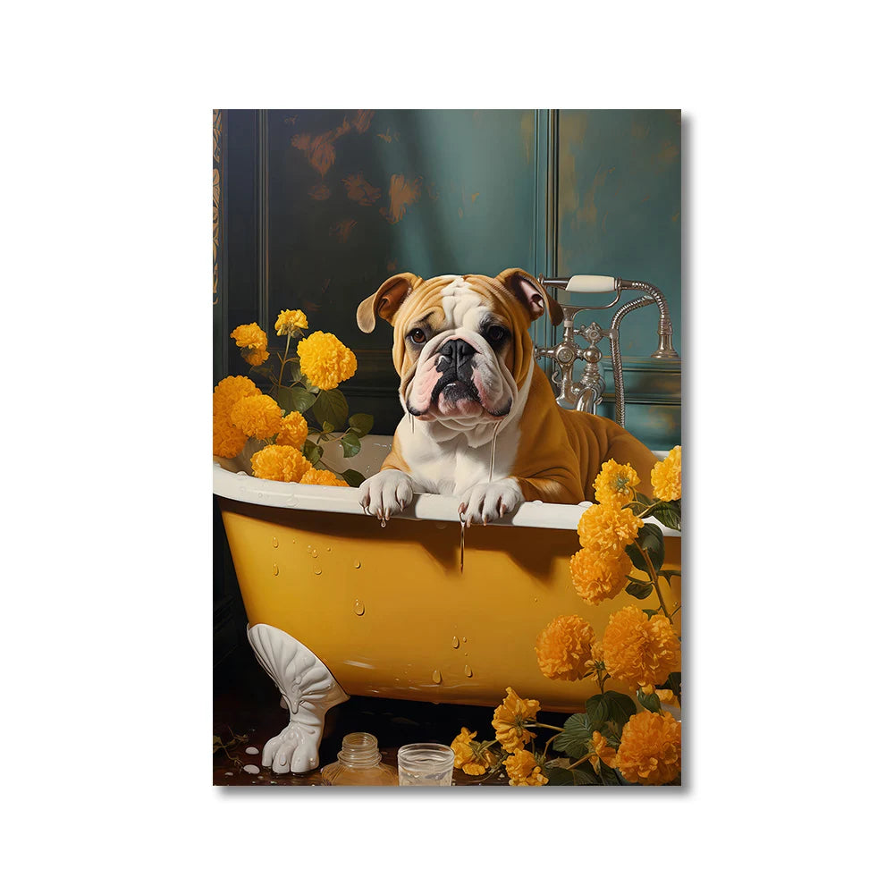 Funny Animals Toilet Canvas Painting Prints Gorilla Elephant Cat Dog Wall Poster Picture for Bathroom Room Home Decoration Peaceful Pleasures Health and Wellness 83419 50x70cm Unframed