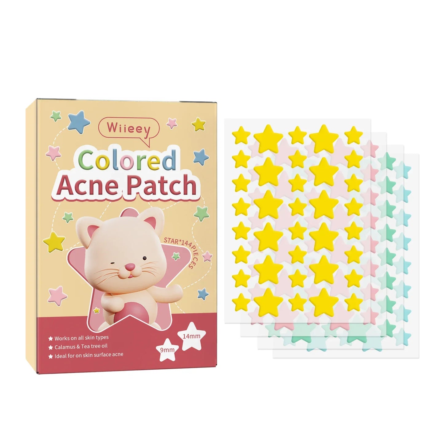 Wiieey Star Acne Patches – Colorful Pimple Stickers 144–288pc