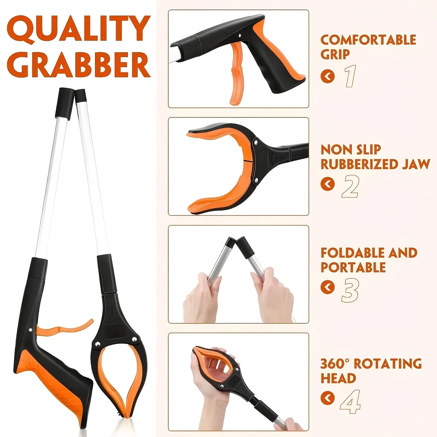 1-Piece Blue Grabber, Foldable Style Grabber Tool, Reacher Tool, Trash Grabber, Lightweight Grabber Suitable for Elderly Use Peaceful Pleasures Health and Wellness