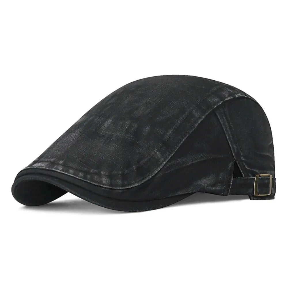 Retro Washed Cotton Beret Newsboy Hat – Adjustable Unisex Cap