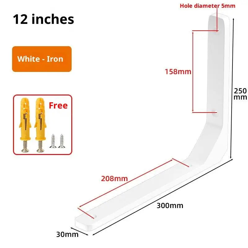 1PC Wall Mounted Shelf Angle Brackets Industrial Floating L Shelf Bracket Thick Heavy Duty Peaceful Pleasures Health and Wellness 1pc White 300X250MM