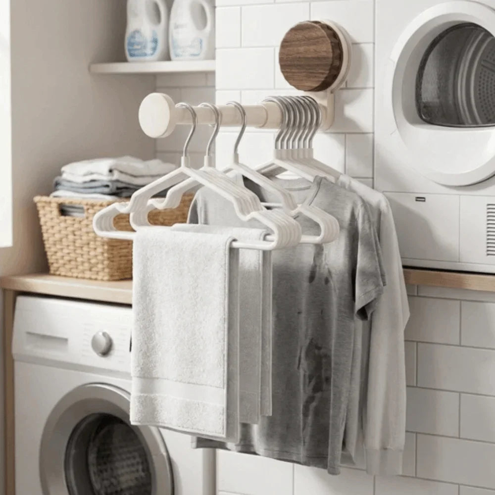 No-Drill Suction Cup Telescopic Clothes Rack | Wall Hanger