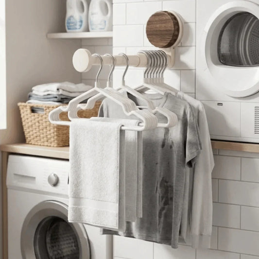 No-Drill Suction Cup Telescopic Clothes Rack | Wall Hanger Wall Clothes Rack Oasis Select