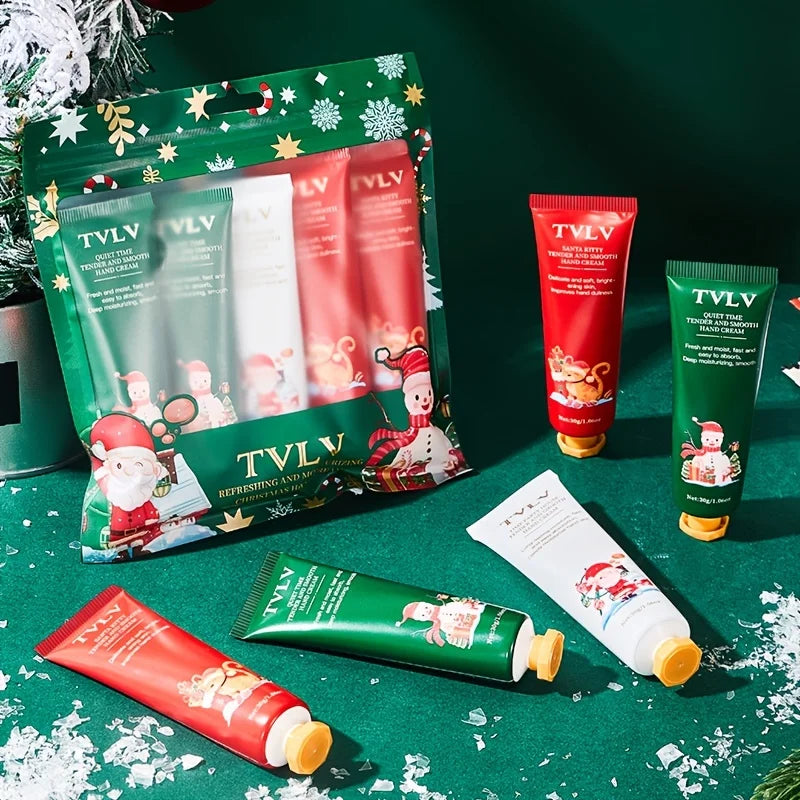 5pcs Christmas Hand Cream, Moisturizing Hand Cream Kit, Autumn And Winter Hand Cream, Moisturizing And Hydrating Hand Cream Gift Peaceful Pleasures Health and Wellness