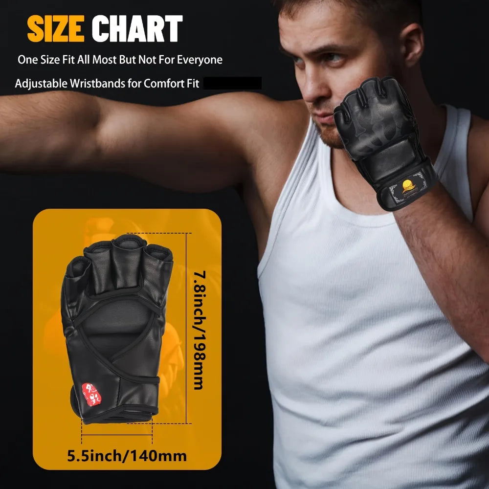 MMA Gloves Half-Finger for Men/Women for UFC Boxing Training Muay Thai Sparring Punching Bag Sanda Professional Fighting Mitts Peaceful Pleasures Health and Wellness