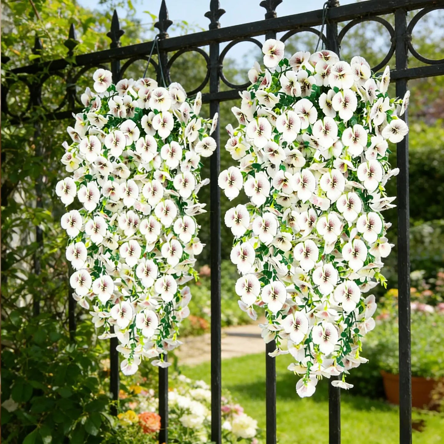 2Pcs Artificial Hanging Flower Vines | Faux Morning Glory Decor
