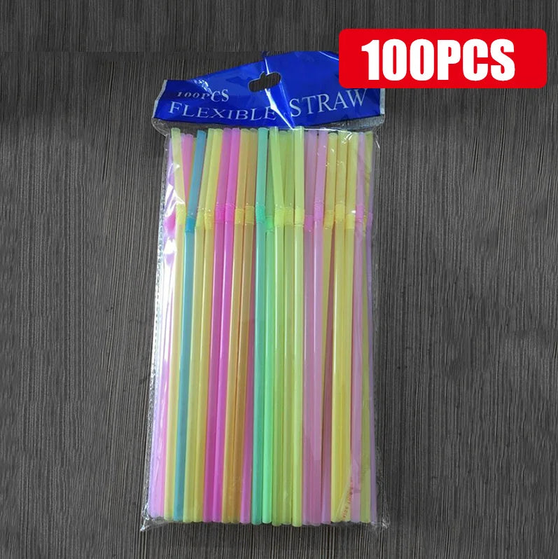 Colorful Flexible Drinking Straws 50–1000 Pcs | Party & Kitchen