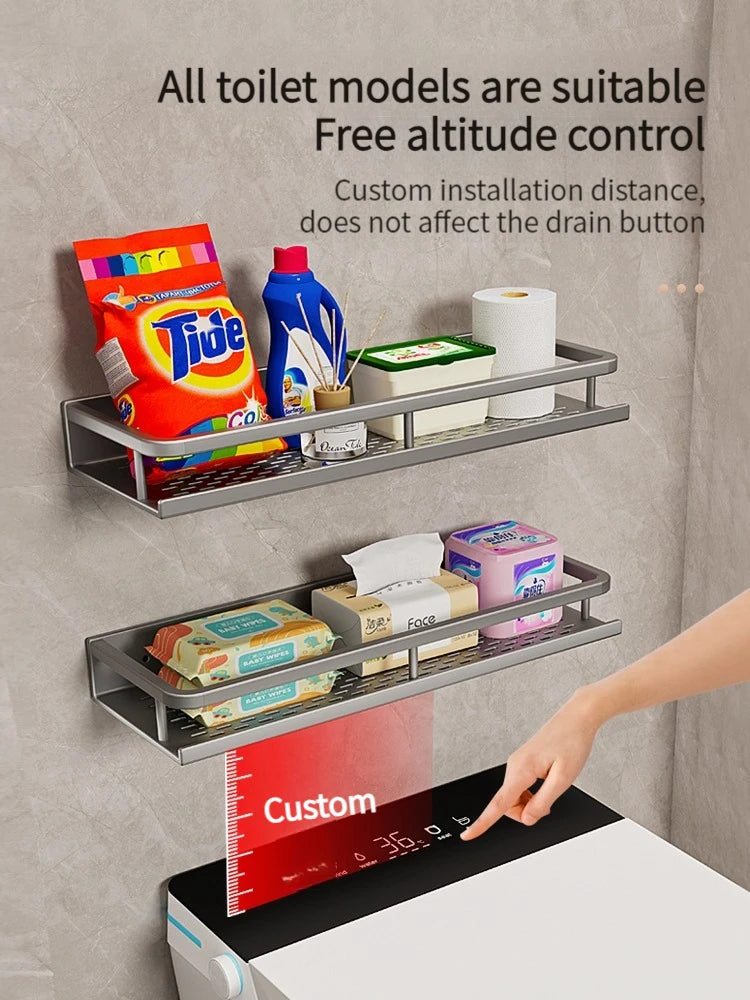 Wall-Mounted Bathroom Shelf & Towel Rack | Metal Storage Organizer