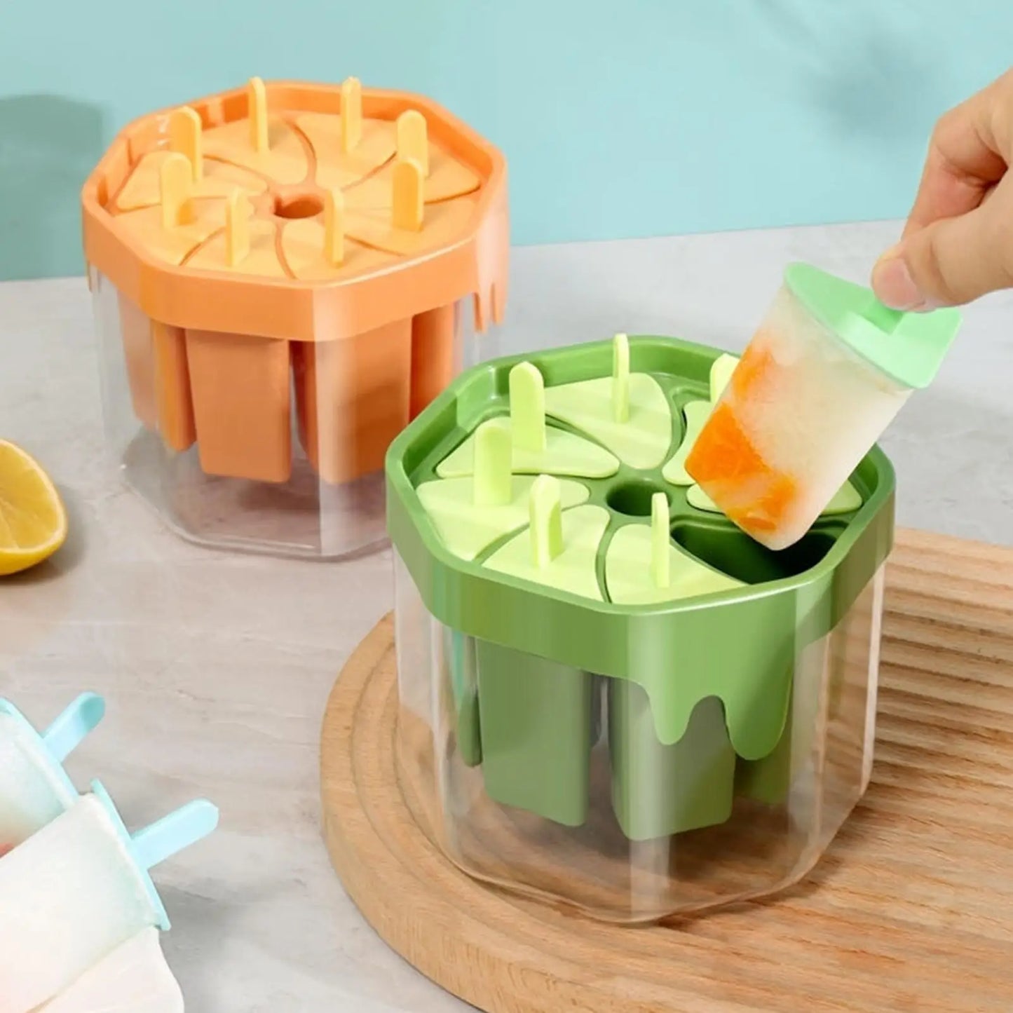 Ice Pop Molds 8-Cavity Reusable Non-Stick Easy Release Popsicles Maker For Summer Home Freezer, Juice Milk Fruit DIY Peaceful Pleasures Health and Wellness