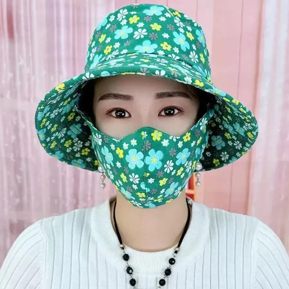 Women's Wide Brim Floral UV Sun Hat – Beach, Garden & Cycling